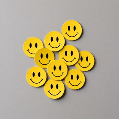 Yellow Smiley Faces on Gray Background