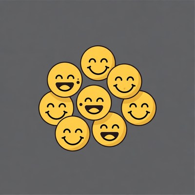 Cluster of Happy Yellow Emojis
