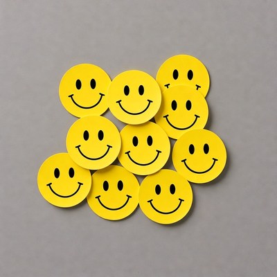 Cluster of yellow smiley face stickers