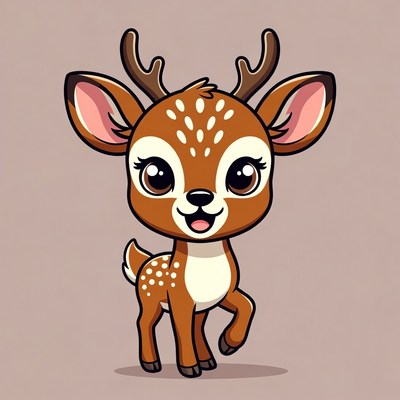 Cute cartoon baby deer