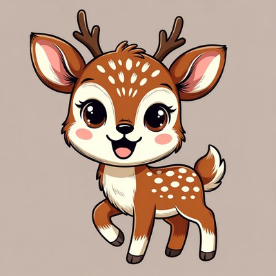 Cute cartoon baby deer