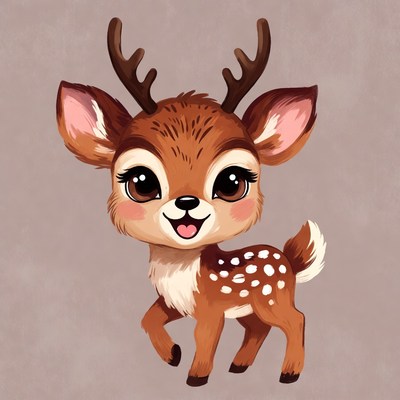 Cute cartoon baby deer
