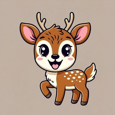 Cute cartoon baby deer