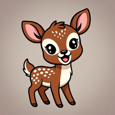 Cute cartoon baby deer