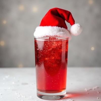 Santa Hat on Red Drink