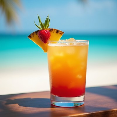 Tropical Pineapple Strawberry Cocktail Beach
