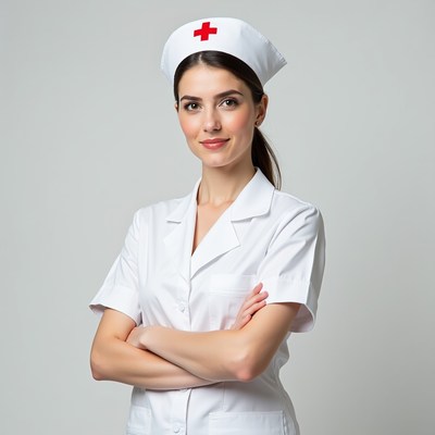 Smiling nurse with arms crossed