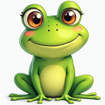 Cute green cartoon frog smiling