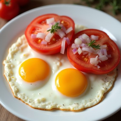 Sunny Side Up Eggs with Tomatoes