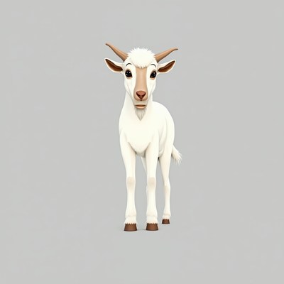 Cute white baby goat illustration