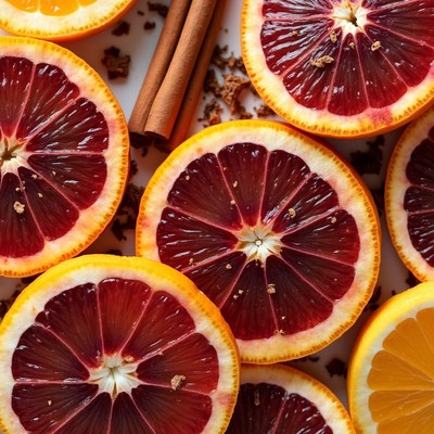 Blood Oranges with Cinnamon Sticks
