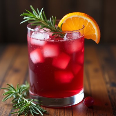 Cranberry Cocktail with Rosemary and Orange