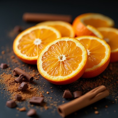 Sliced Oranges with Cinnamon and Chocolate