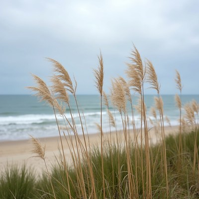 Pampas Grass Beach Waves