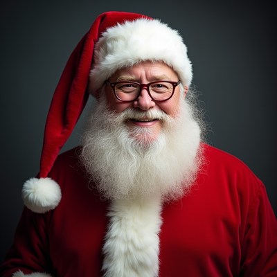 Smiling Santa Claus with glasses