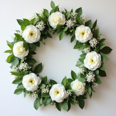 White Rose Floral Wreath