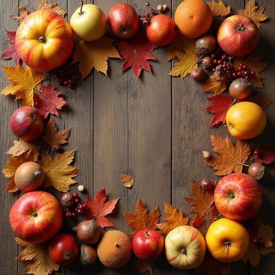 Autumn Fruits and Leaves Frame