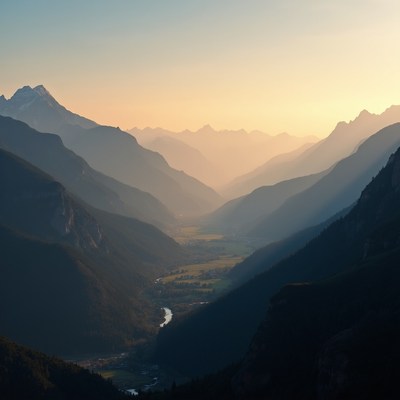 Mountain Valley at Sunset