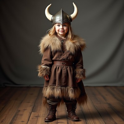 Blonde girl in Viking costume