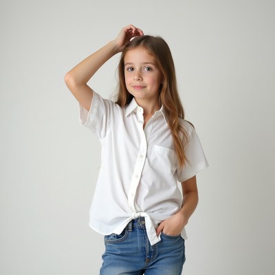 Girl posing with hand on head