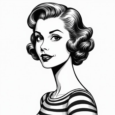 Vintage woman in striped shirt