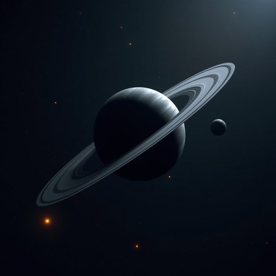 Saturn with rings in space