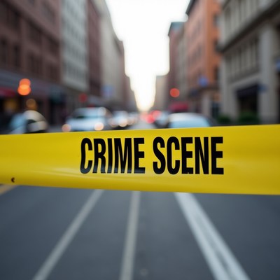 Crime Scene Tape on Urban Street