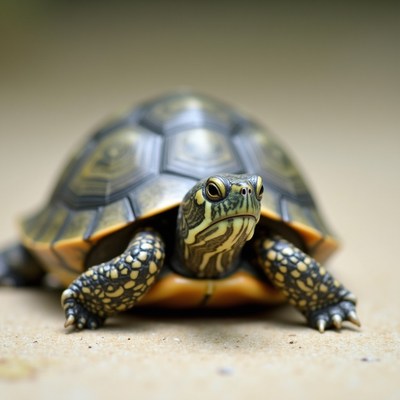 Close-up of ornate slider turtle