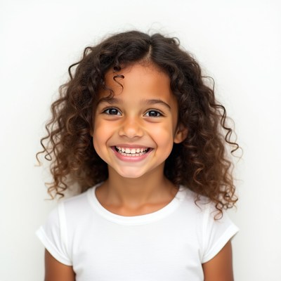 Smiling mixed-race girl with curly hair