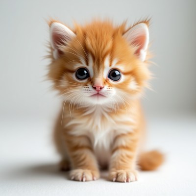 Fluffy orange kitten sitting