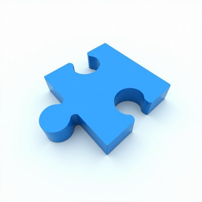 Blue puzzle piece isolated