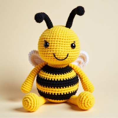 Crocheted yellow bee toy