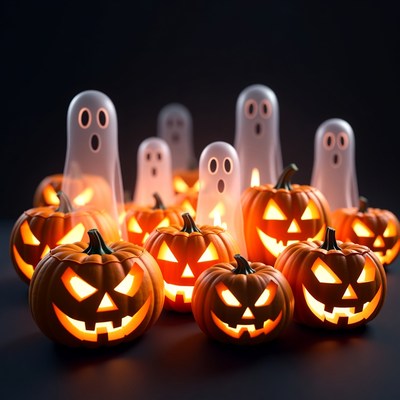 Halloween Pumpkins and Ghosts