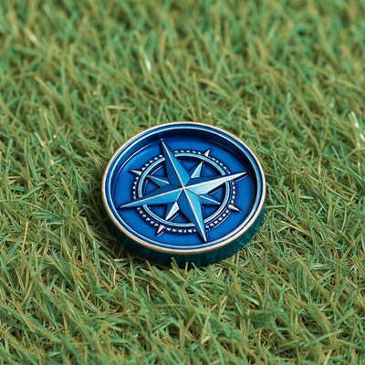 Blue Compass on Green Grass
