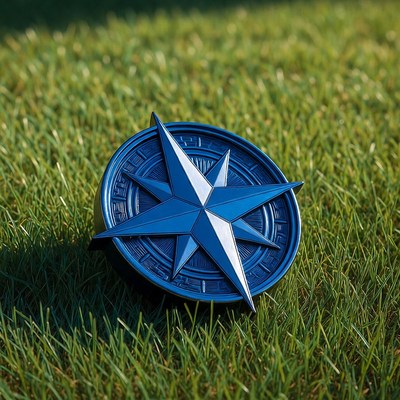 Blue Compass on Green Grass