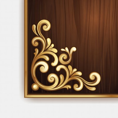 Gold Ornate Corner Frame on Wood