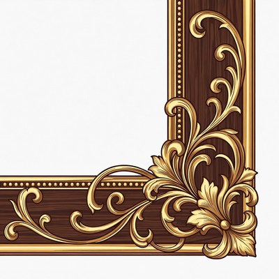Ornate Golden Wood Picture Frame