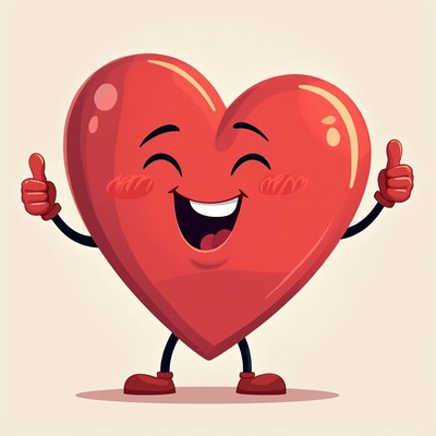 Cartoon Heart Giving Thumbs Up