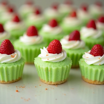 Green Cupcakes with Strawberries