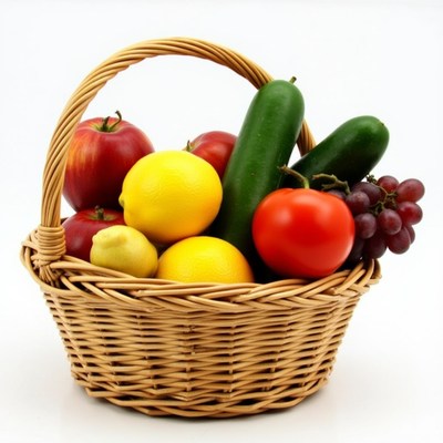 Basket of fresh fruits and vegetables