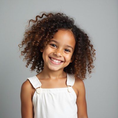 Smiling African-American girl with curly hair