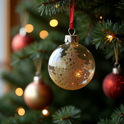 Clear Snowflake Christmas Ornament on Tree