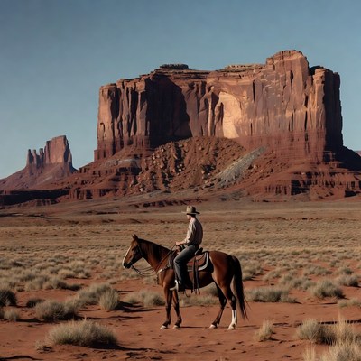 Cowboy on Horse in Monument Valley