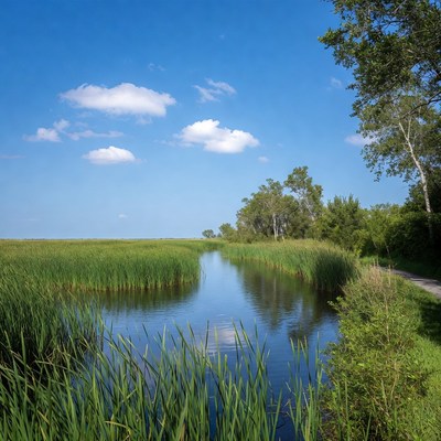 Marsh Creek with Reeds and Path