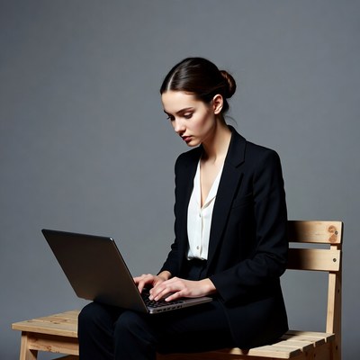 Woman working on laptop