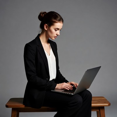 Woman working on laptop