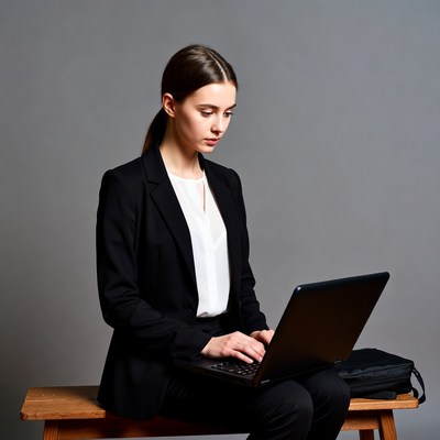 Woman working on laptop