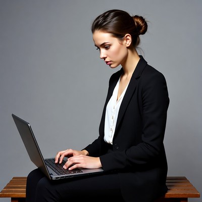 Woman working on laptop