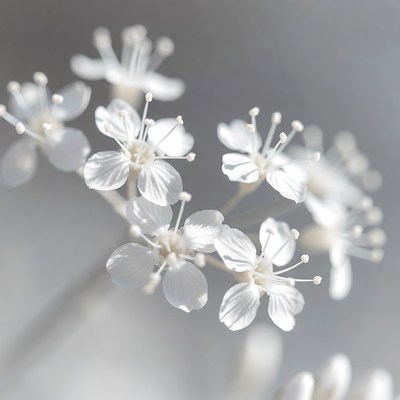 White flowers on gray background