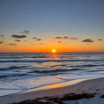 Sunset over ocean beach